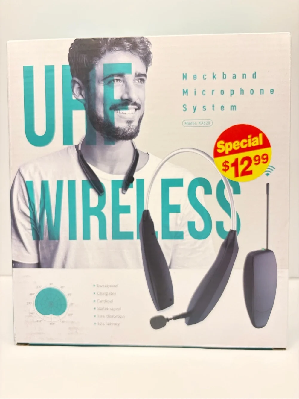 NIB UHF Wireless Neckband Microphone System KX620 Hands-Free